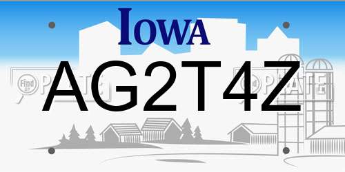 AG2T4Z Iowa License Plate