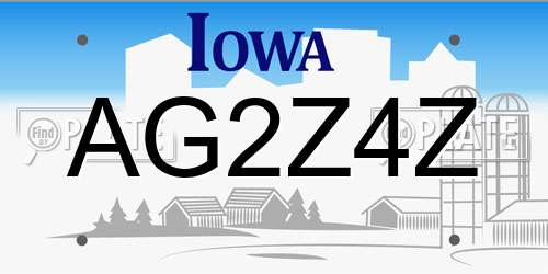 AG2Z4Z Iowa License Plate
