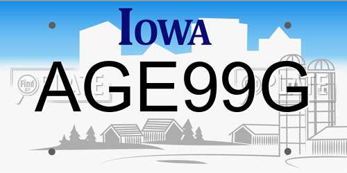 AGE99G Iowa License Plate
