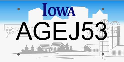 AGEJ53 Iowa License Plate