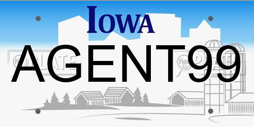 AGENT99 Iowa License Plate