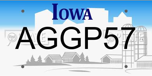AGGP57 Iowa License Plate