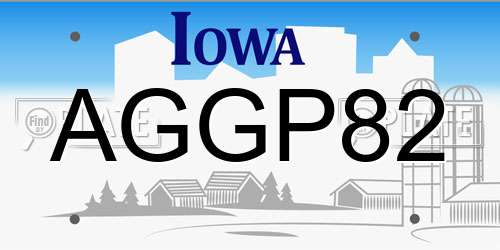 AGGP82 Iowa License Plate
