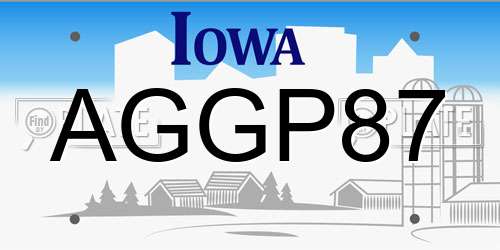 AGGP87 Iowa License Plate