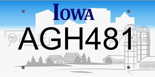 AGH481 Iowa License Plate
