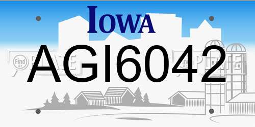 AGI6042 Iowa License Plate