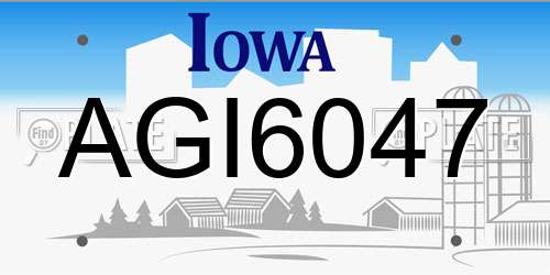 AGI6047 Iowa License Plate