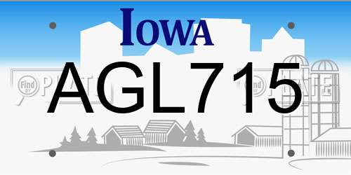 AGL715 Iowa License Plate