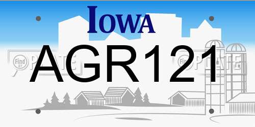 AGR121 Iowa License Plate