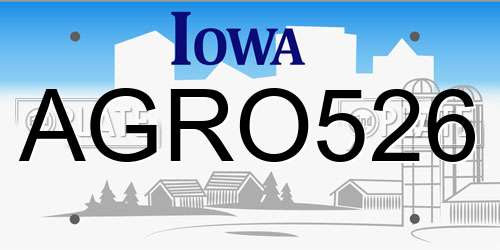 AGRO526 Iowa License Plate