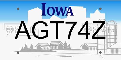 AGT74Z Iowa License Plate
