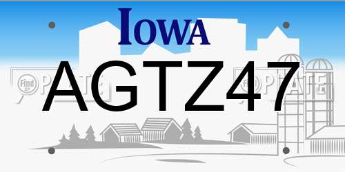 AGTZ47 Iowa License Plate