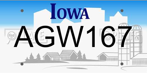 AGW167 Iowa License Plate