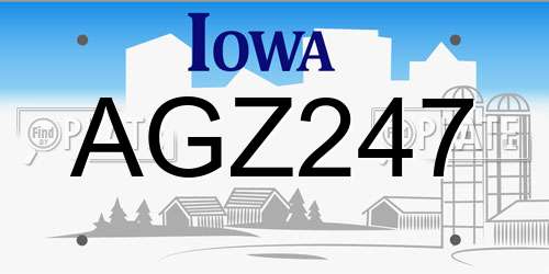 AGZ247 Iowa License Plate