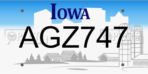 AGZ747 Iowa License Plate