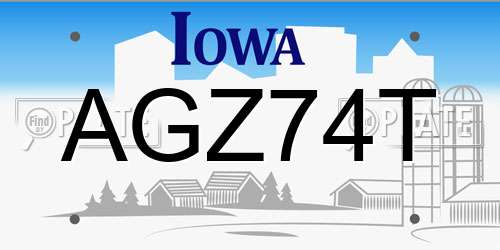 AGZ74T Iowa License Plate