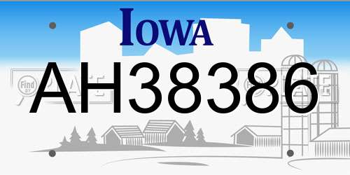 AH38386 Iowa License Plate