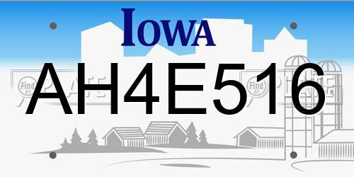 AH4E516 Iowa License Plate