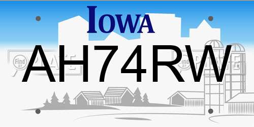 AH74RW Iowa License Plate