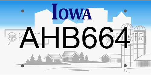 AHB664 Iowa License Plate