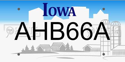 AHB66A Iowa License Plate