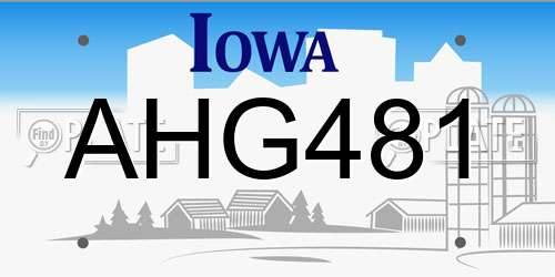 AHG481 Iowa License Plate