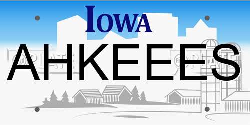 AHKEEES Iowa License Plate