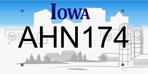 AHN174 Iowa License Plate