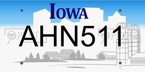 AHN511 Iowa License Plate