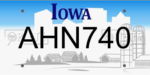 AHN740 Iowa License Plate