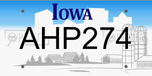 AHP274 Iowa License Plate