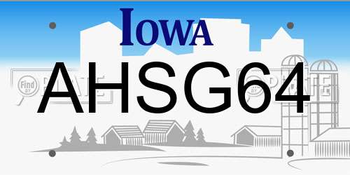 AHSG64 Iowa License Plate