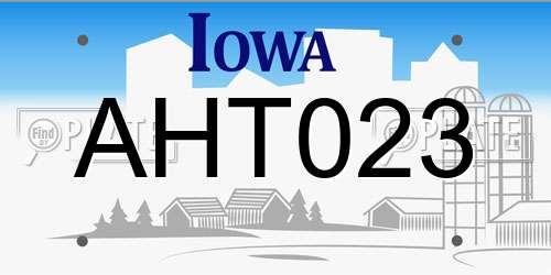 AHT023 Iowa License Plate