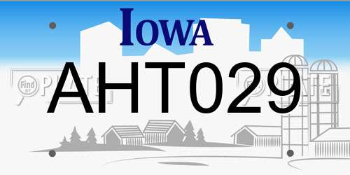 AHT029 Iowa License Plate