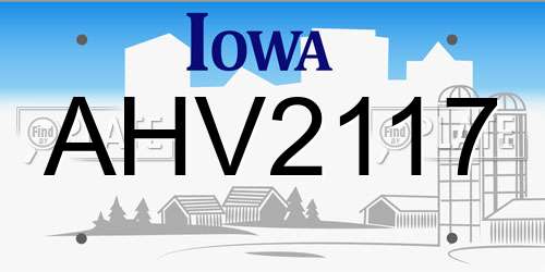 AHV2117 Iowa License Plate