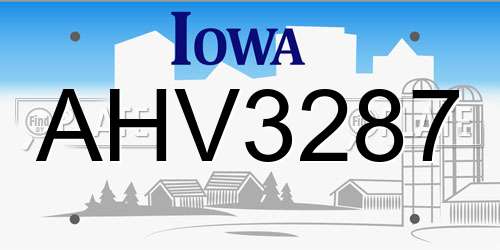AHV3287 Iowa License Plate