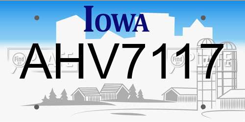 AHV7117 Iowa License Plate