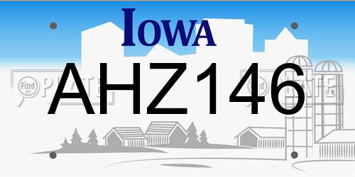 AHZ146 Iowa License Plate