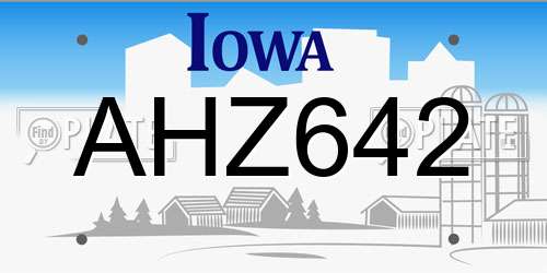 AHZ642 Iowa License Plate