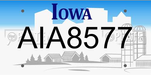 AIA8577 Iowa License Plate