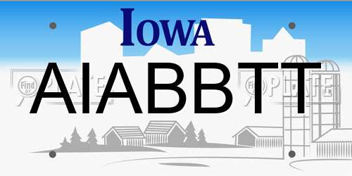 AIABBTT Iowa License Plate