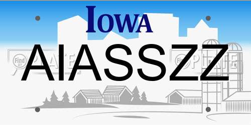 AIASSZZ Iowa License Plate