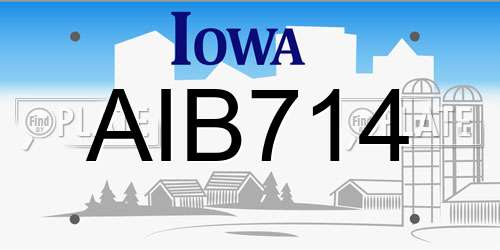 AIB714 Iowa License Plate
