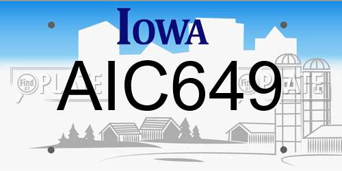 AIC649 Iowa License Plate
