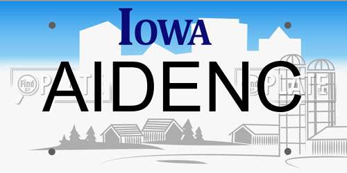 AIDENC Iowa License Plate