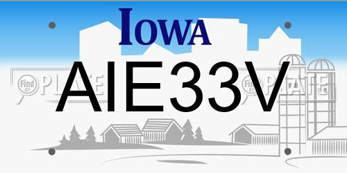AIE33V Iowa License Plate