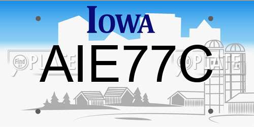 AIE77C Iowa License Plate
