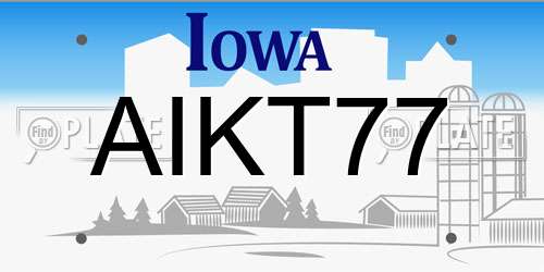 AIKT77 Iowa License Plate