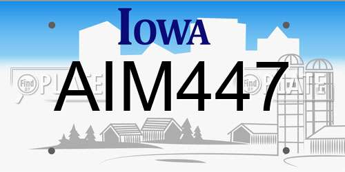 AIM447 Iowa License Plate