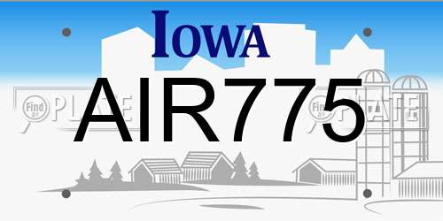 AIR775 Iowa License Plate